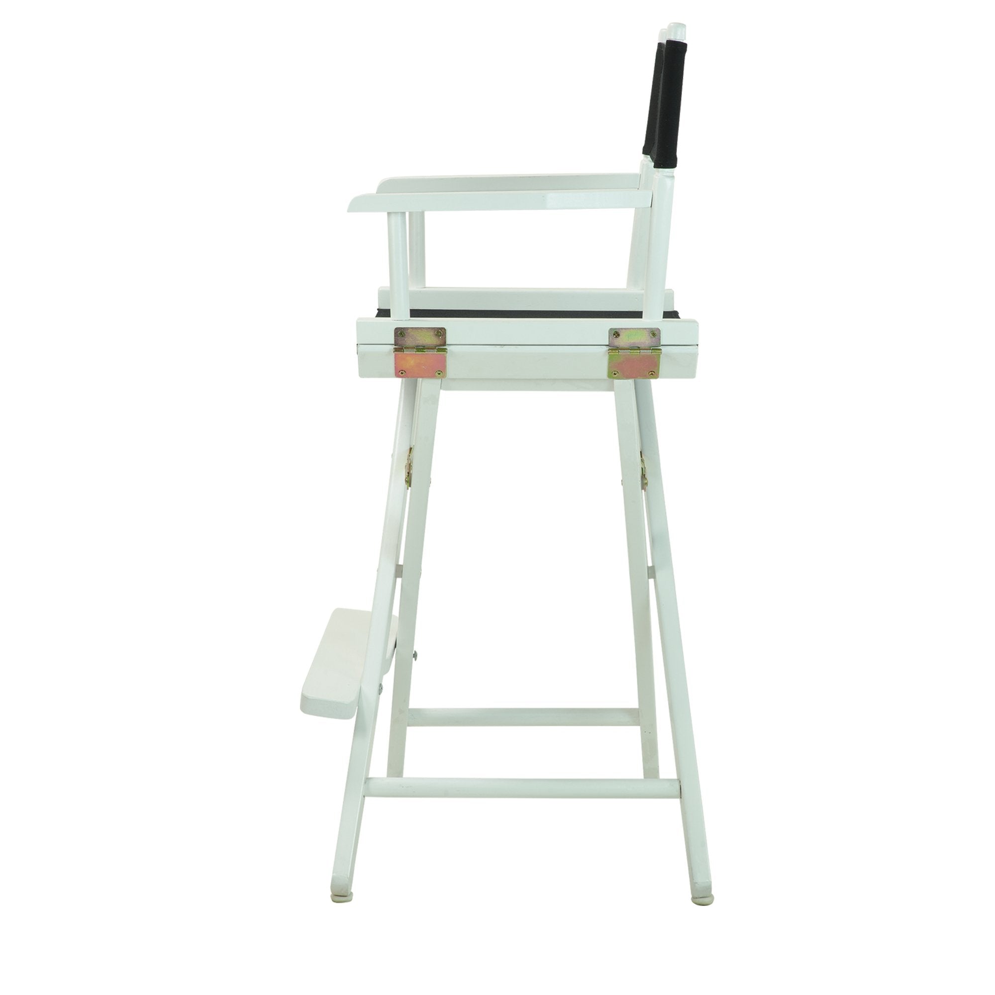 Casual Home Director'S Chair ,White Frame/Black Canvas,30" - Bar Height
