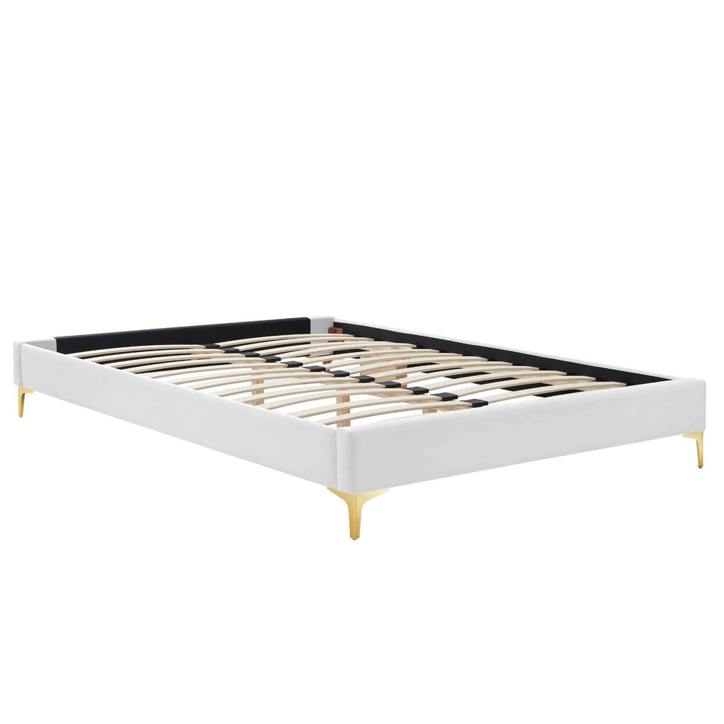 Modway Mod-6275-Whi Sutton Queen Performance Velvet Bed Frame, White