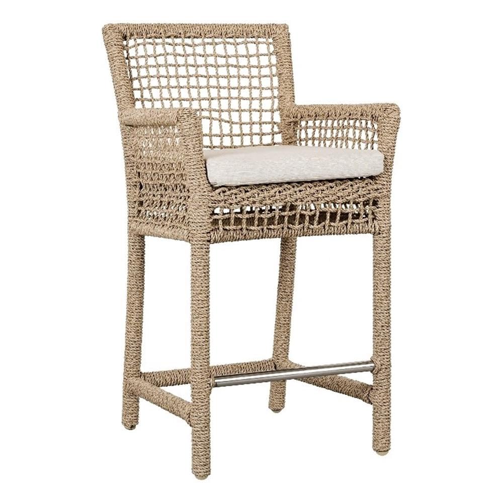 Kosas Home Brisbane 25.25" Olefin & Aluminum Counter Stool in Natural Brown