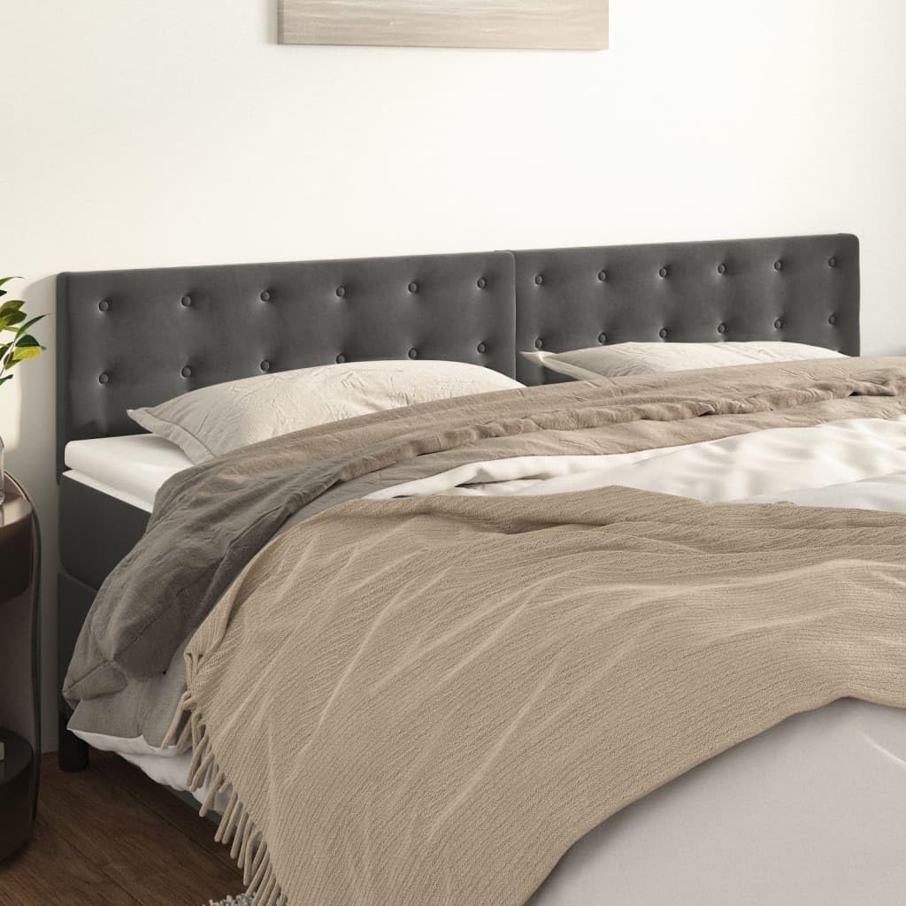 vidaXL Headboards 2 pcs Dark Gray 39.4"x2"x30.7"/34.6" Velvet