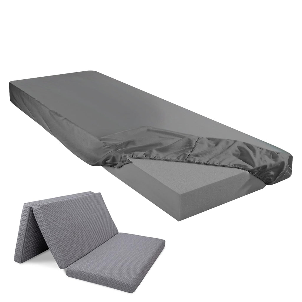 Breling Fitted Sheet (Sheet Only) Compatible With Milliard Trifold Mattress Folding Mattress Fitted Microfiber Sheet For Camp Bunk Rvs Bed(Dark Gray, 1 Pc, Single,4'')