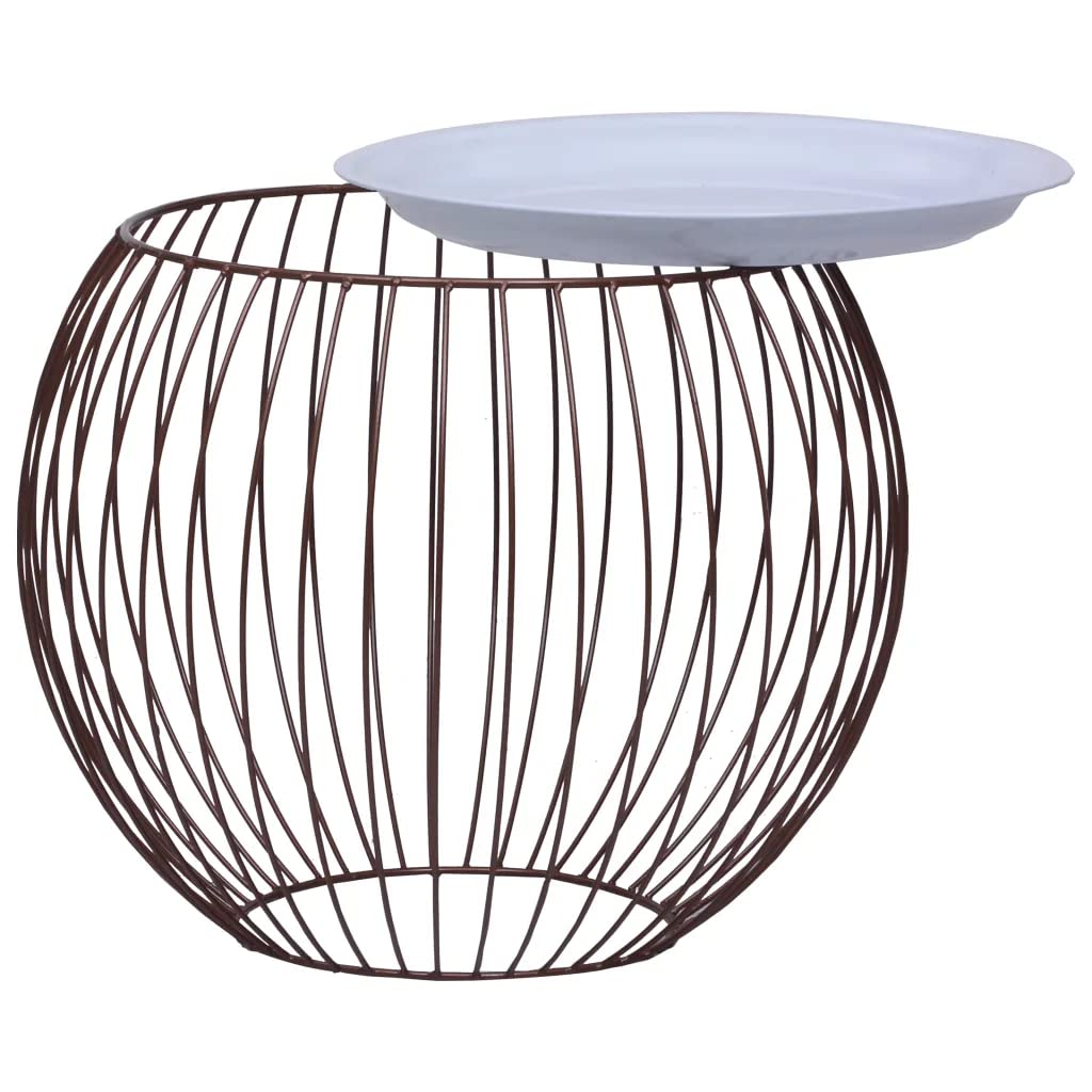 vidaXL Scandinavian Style Coffee Table - Unique Basket Design, MDF Tabletop, Gold Metallic Frame with White Top, Converts into a Storage Basket