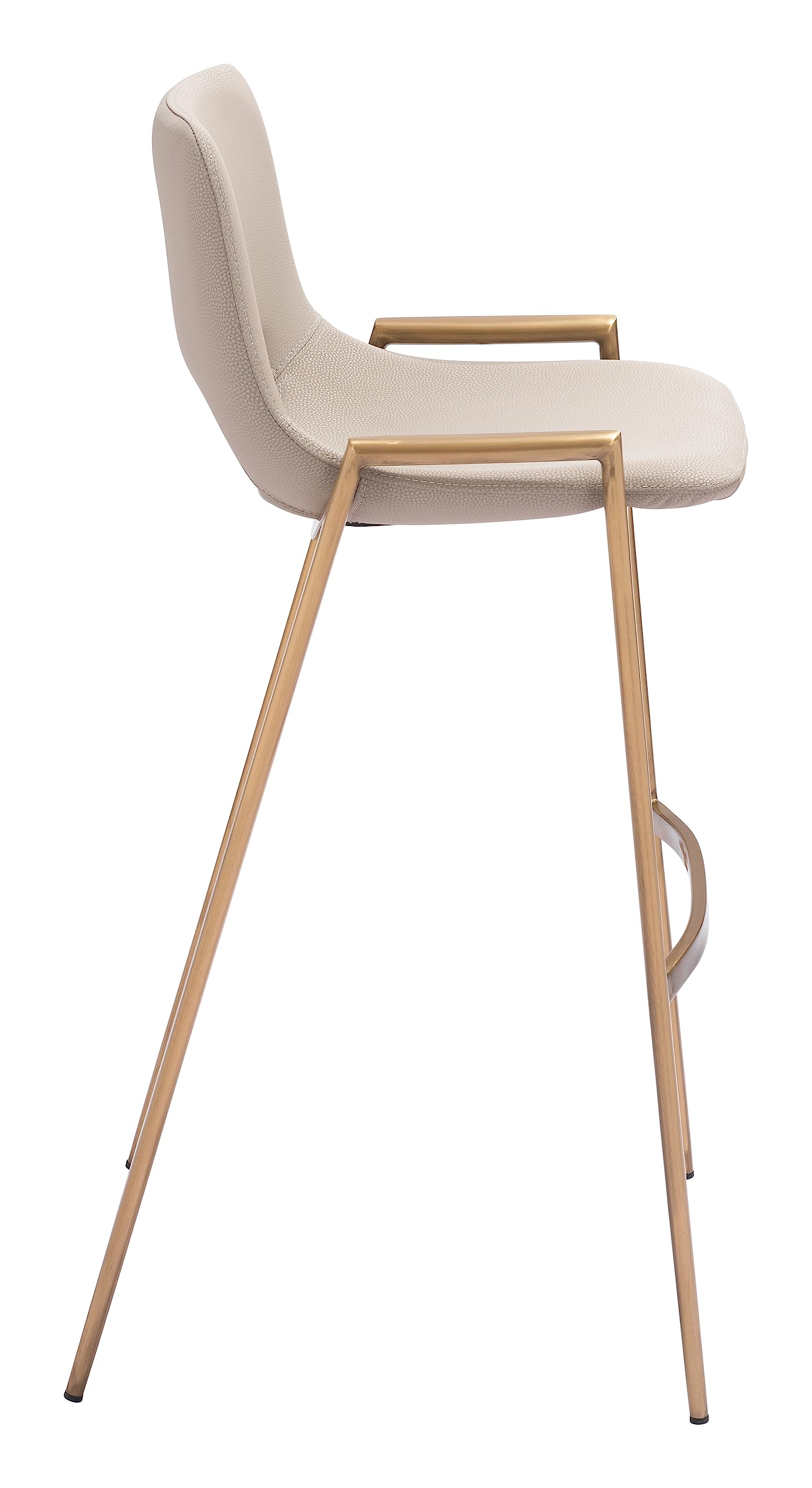 Zuo Desi Gold 29.3" Engineered Wood & Fabric Barstool in Beige/Gold
