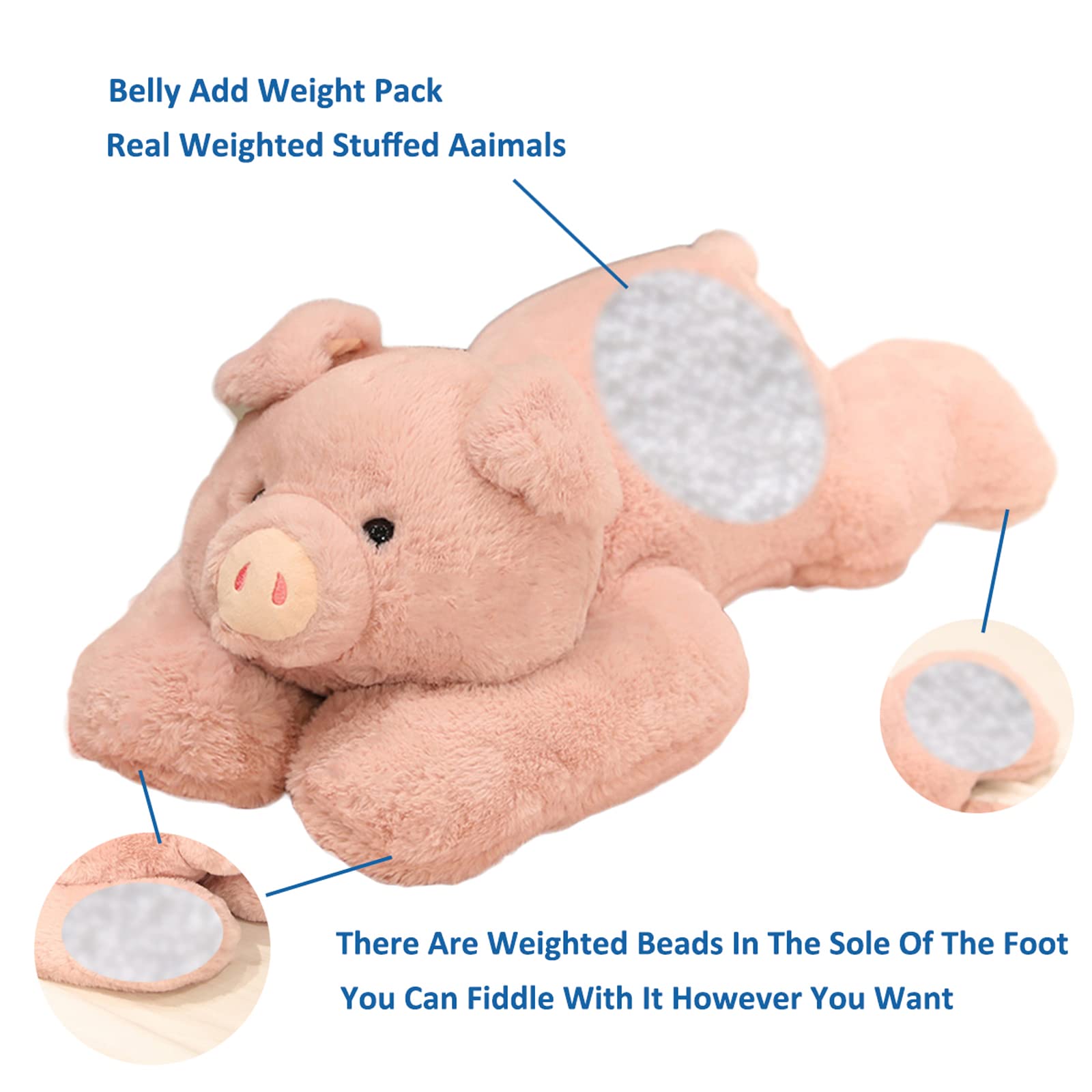Doireum Weighted Stuffed Animals, 6.2 Lbs Weighted Pig Stuffed Animal Toy Pig Weighted Plush Animals Throw Pillow Gifts For Boys