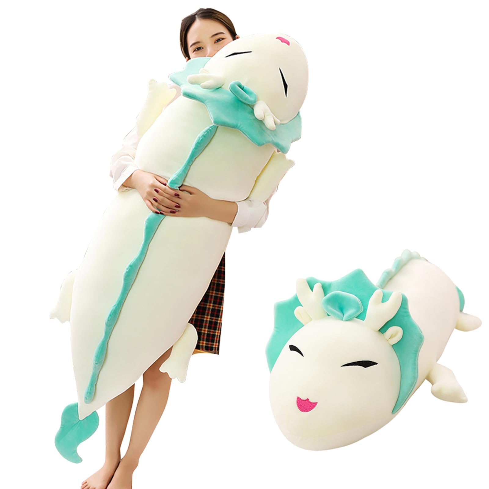 Hofun4U Dragon Plush Pillow, 57 Inch Dragon Stuffed Animals, Christmas Birthday Gift For Adults Kids Girls Boys