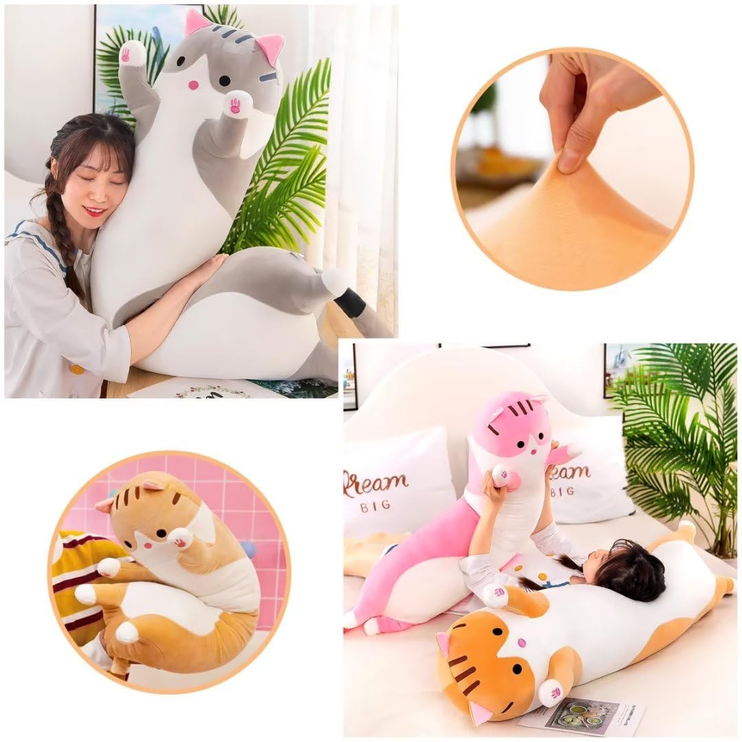 Shinuoer Long Cat Plush Pillow Cat Body Pillow,Black Cat Stuffed Animals Soft Plushies Kawaii Stuffed Kitten Plush Toy For Kids