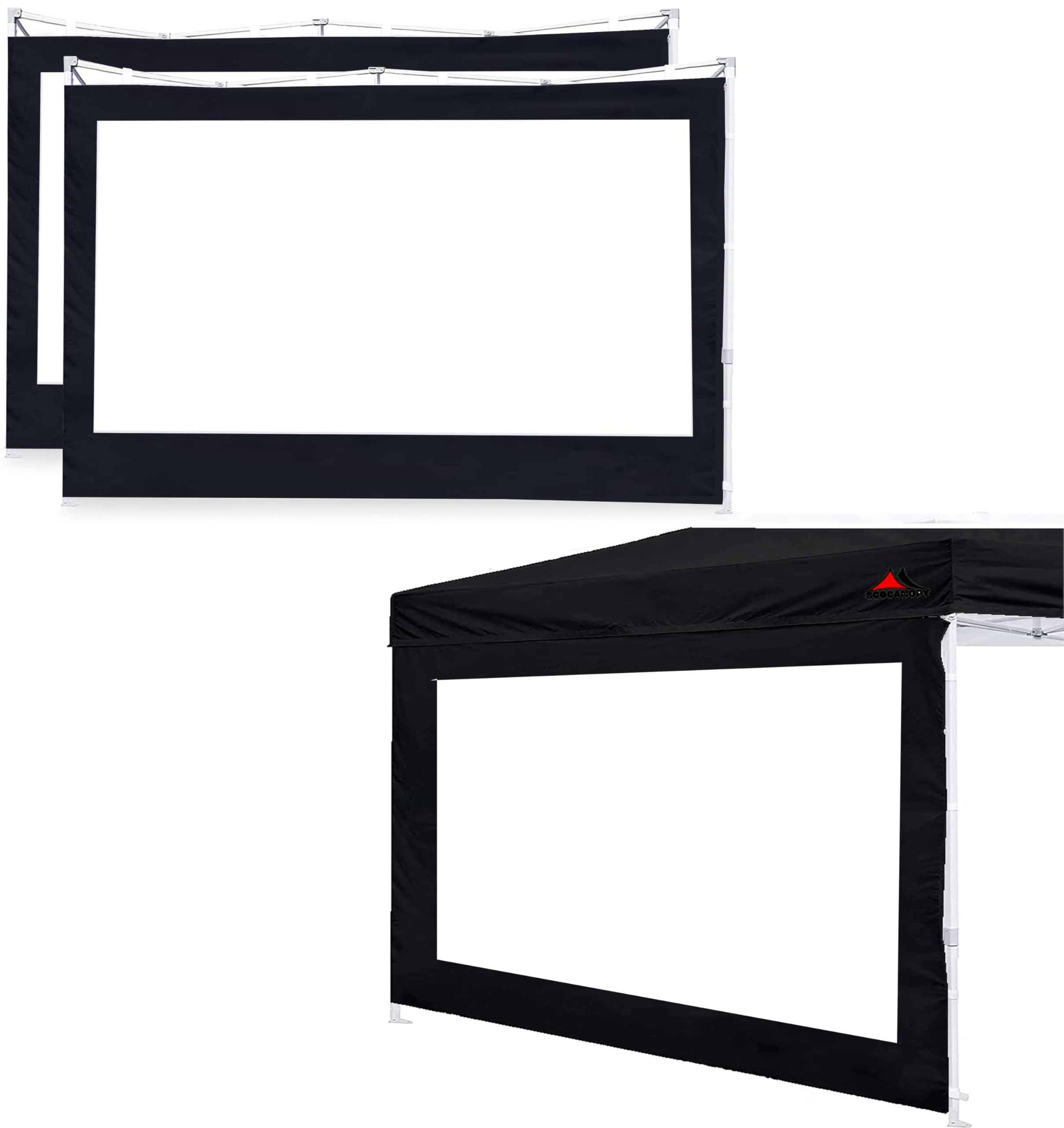 Scocanopy Clear Window Sidewall For 12X12 Canopy Frame, 3 Pack Sunwalls Only,(Black)