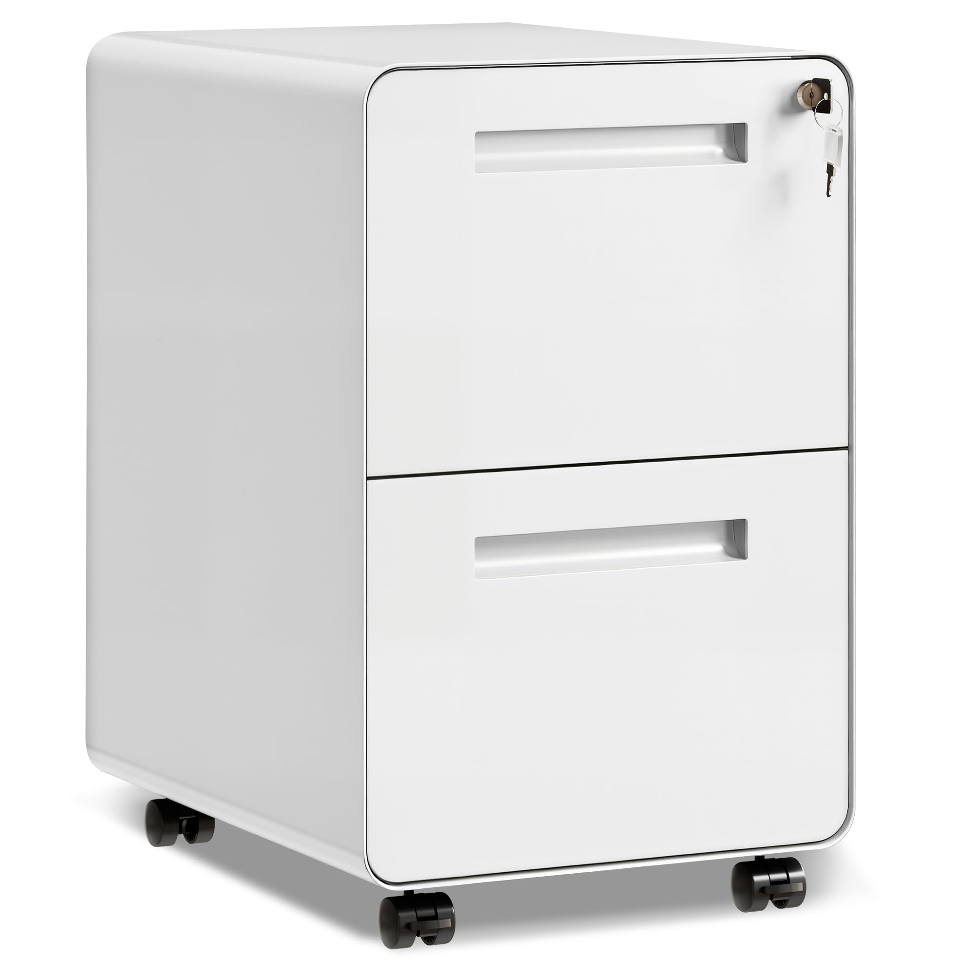 DEVAISE 2-Drawer File Cabinet with Lock, 0.7mm Thick Steel Mobile Filing Cabinet for Home Office, Under Desk Storage Organizer w