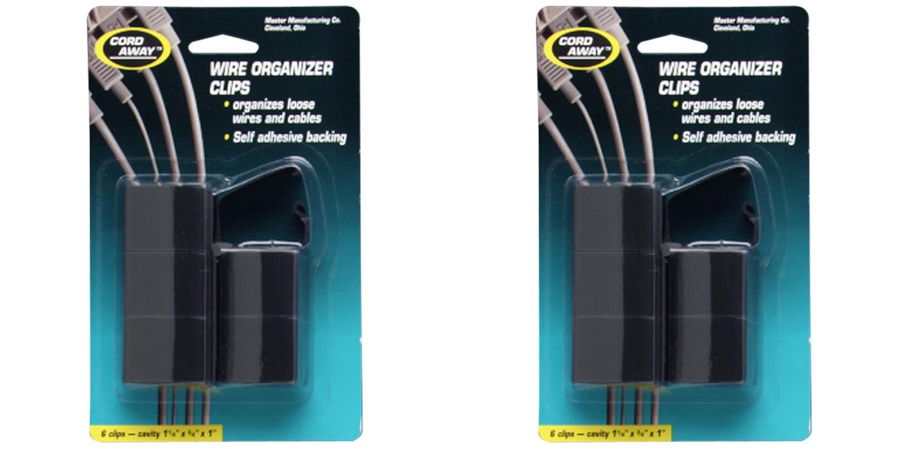 Self-Adhesive Wire Clips, 6/Pack, 2 Packs