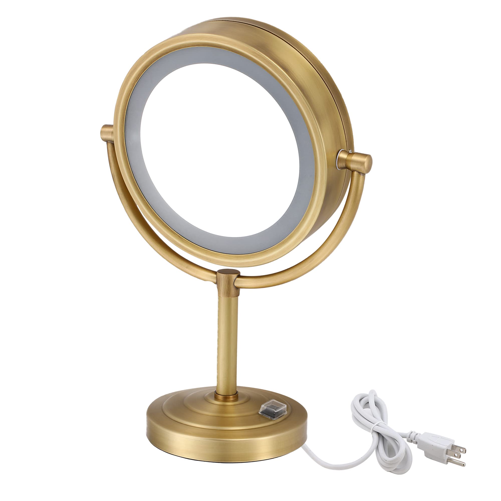 Cavoli 8.5 inch LED Makeup Mirror with 10X Magnification,has Three Colors Lights,Extendable Bathroom Mirror,Tabletop Two-Sided, 