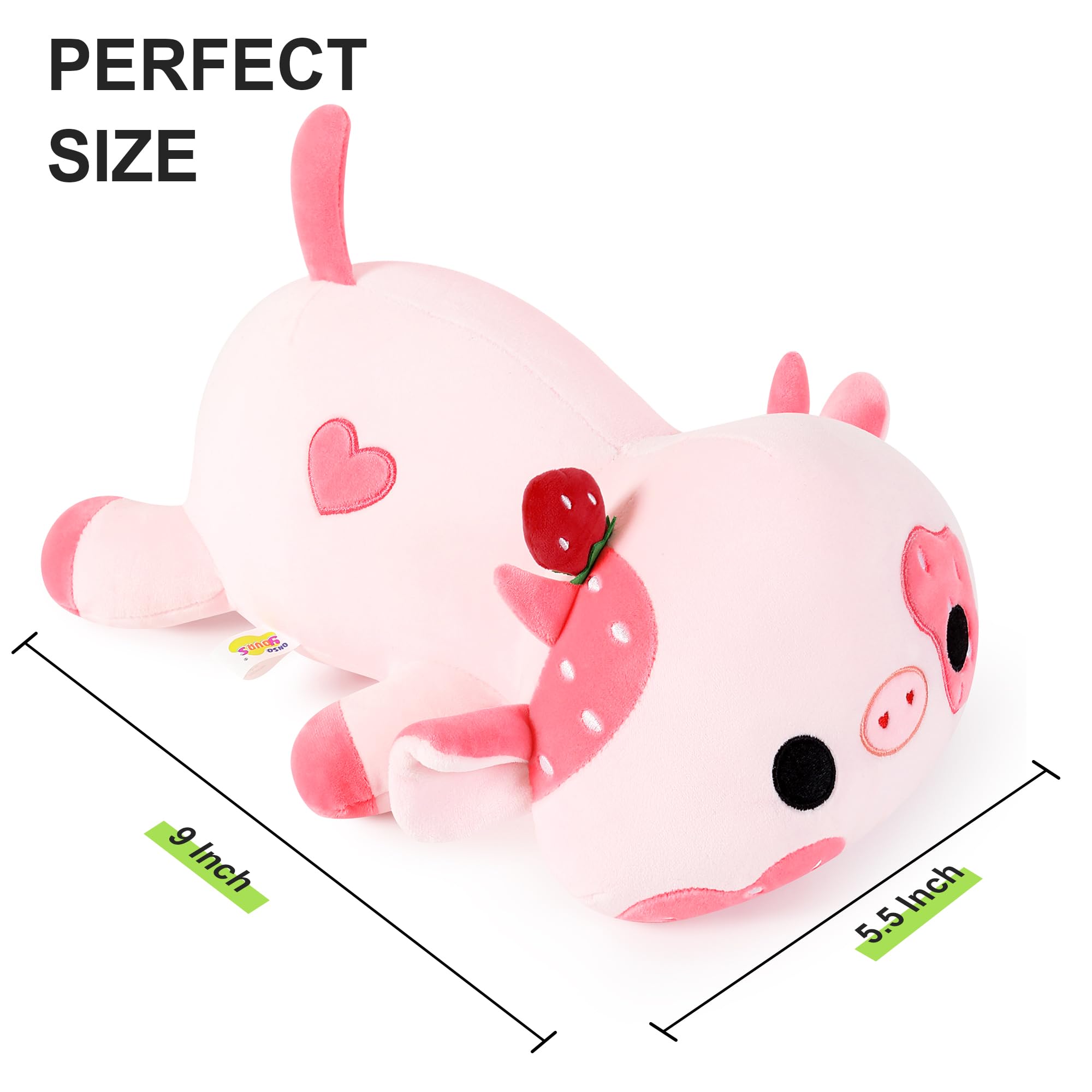 Onsoyours Strawberry Cow Plush Toy 9 Inch Polyester Pink