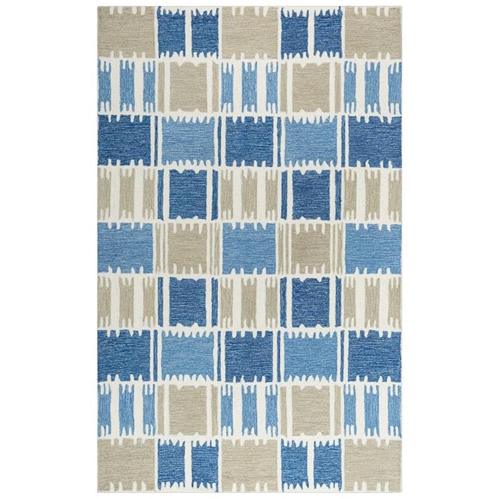 Alora Decor Rivera 5' X 8' Geometric Blue/Ivory/Beige Hand-Tufted Area Rug