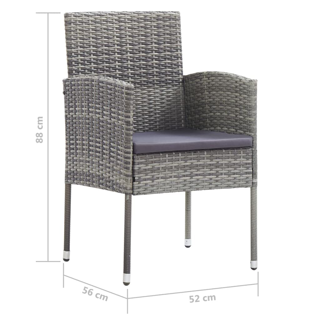 vidaXL Patio Dining Set 3 Piece Outdoor Garden Terrace Yard Patio Table and Chair Seating Seat Dining Set Furniture Poly Rattan Anthracite
