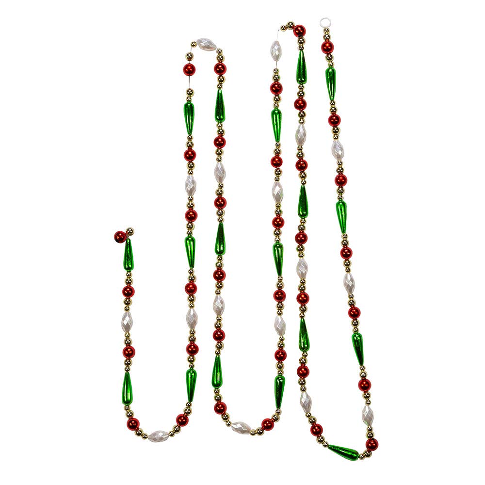 Kurt S. Adler 9-Foot Round Bead Garland - Gold, Red, Green & White - Model H0262