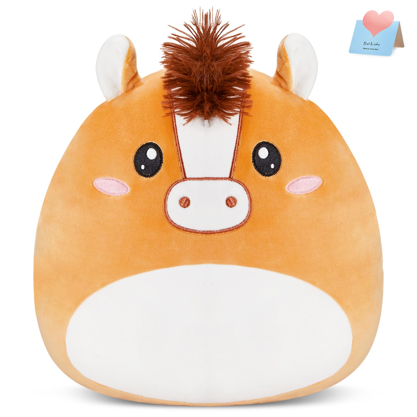 Athionsu 12 Inch Horse Plush Pillow Soft & Cuddly Stuffed Horse Soft Squishy Birthday For Toddler Kids Boys And Girls