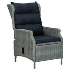 vidaXL Outdoor Dining Set - 5 Piece Patio Furniture with Adjustable Rattan Chairs, Thick Cushions and Glass Tabletop - Perfect for Gardens & Patios - Light Gray