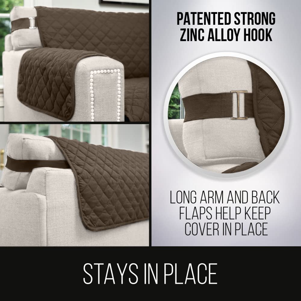 Sofa Shield Patented Sectional Slip Cover, Large Cushion Protector, Reversible Stain And Dog Tear Resistant Slipcover, Quilted Microfiber 30X30” Seat, Washable Covers For Dogs Pets Kids, Chocolate