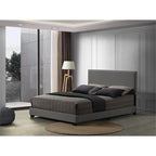 Acme Leandros Fabric Upholstered Queen Bed with Nailhead Trim in Light Gray