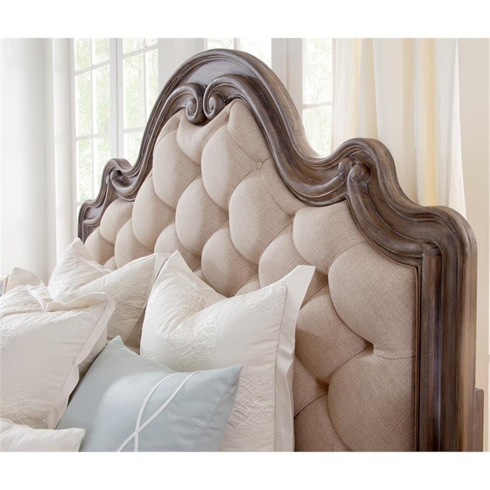 American Woodcrafters Genoa Queen Tufted Wood Headboard, Gray Upholstered, Model 1575-980