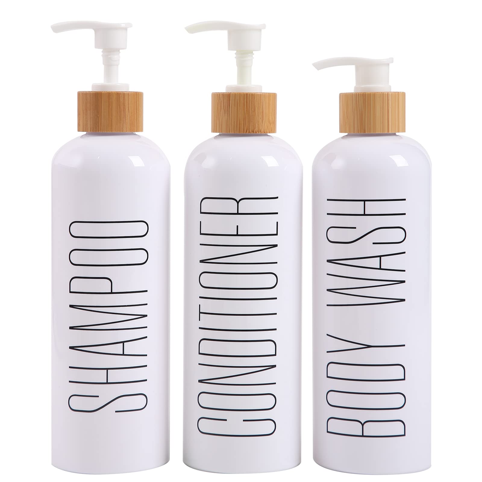 HOMCDALY Shampoo and Conditioner Dispenser, 16oz 3-Pack Refillable Shampoo and Conditioner Bottles, Empty Shampoo Bottles Refill