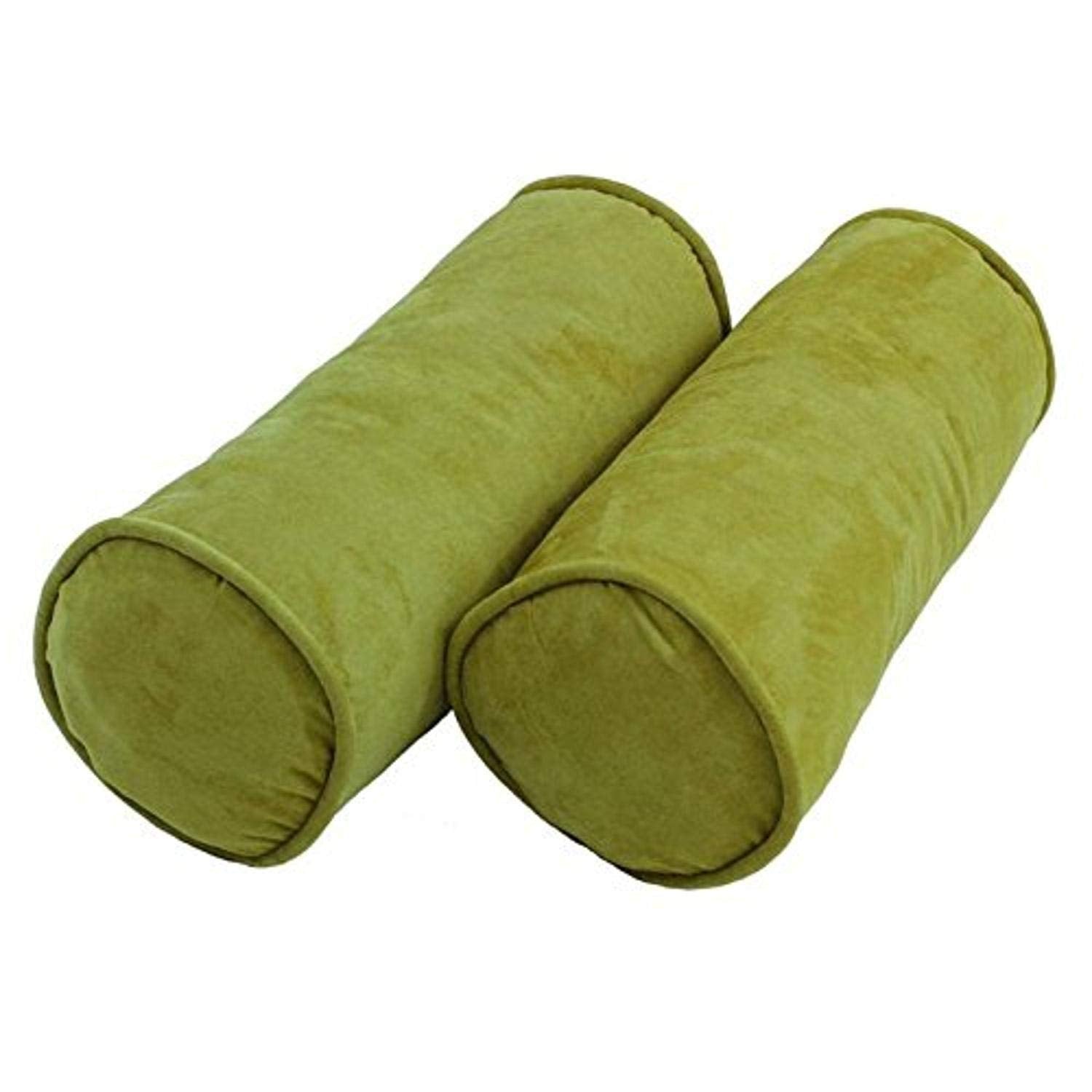 Blazing Needles Corded Microsuede Bolster Pillows (Set of 2), 20" x 8", Mojito Lime