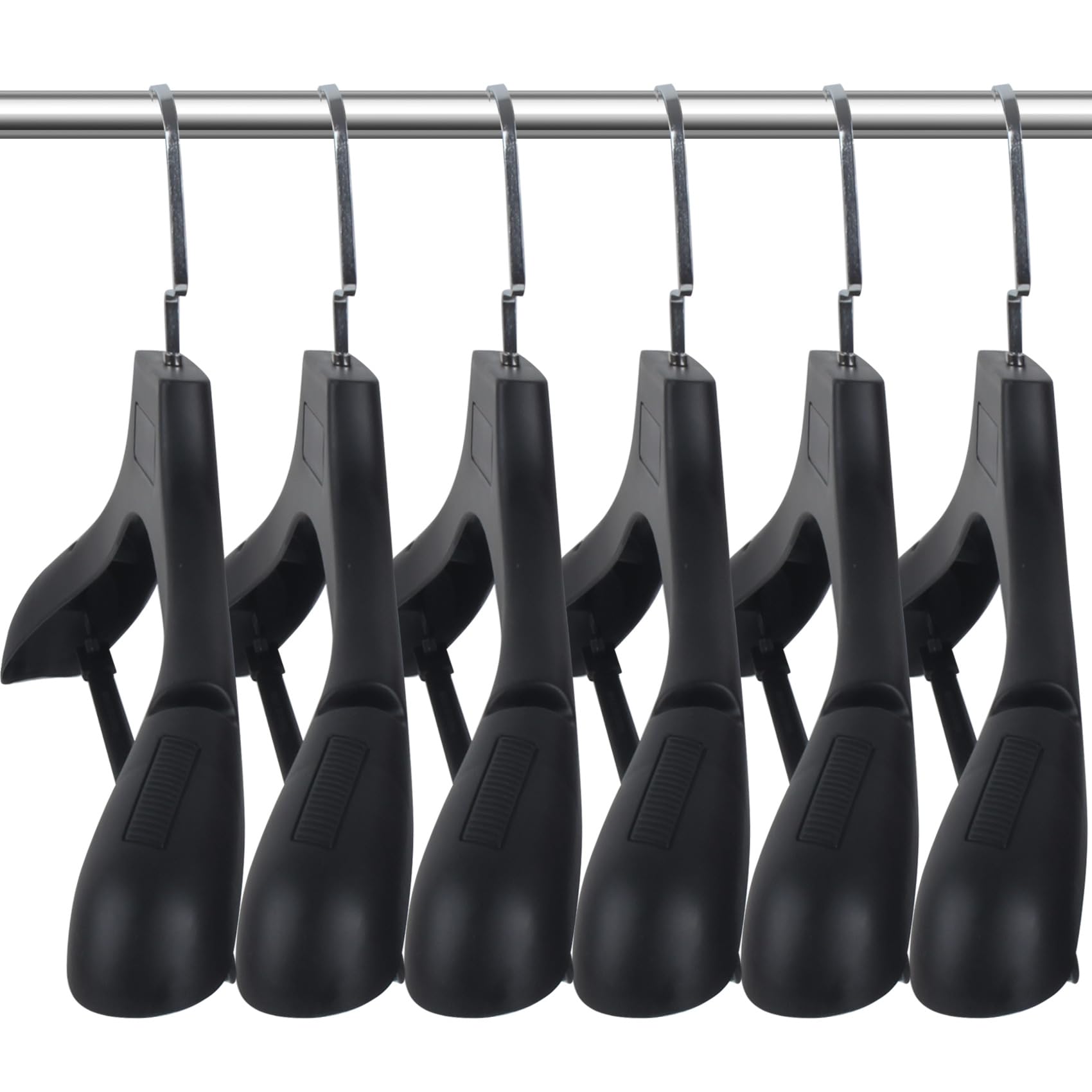 DEDU Plastic Extra Wide Shoulder Suit Hangers for Men 6 Pack Width 17.7'', Black Sweater Hangers no Shoulder Bump Non Slip for T