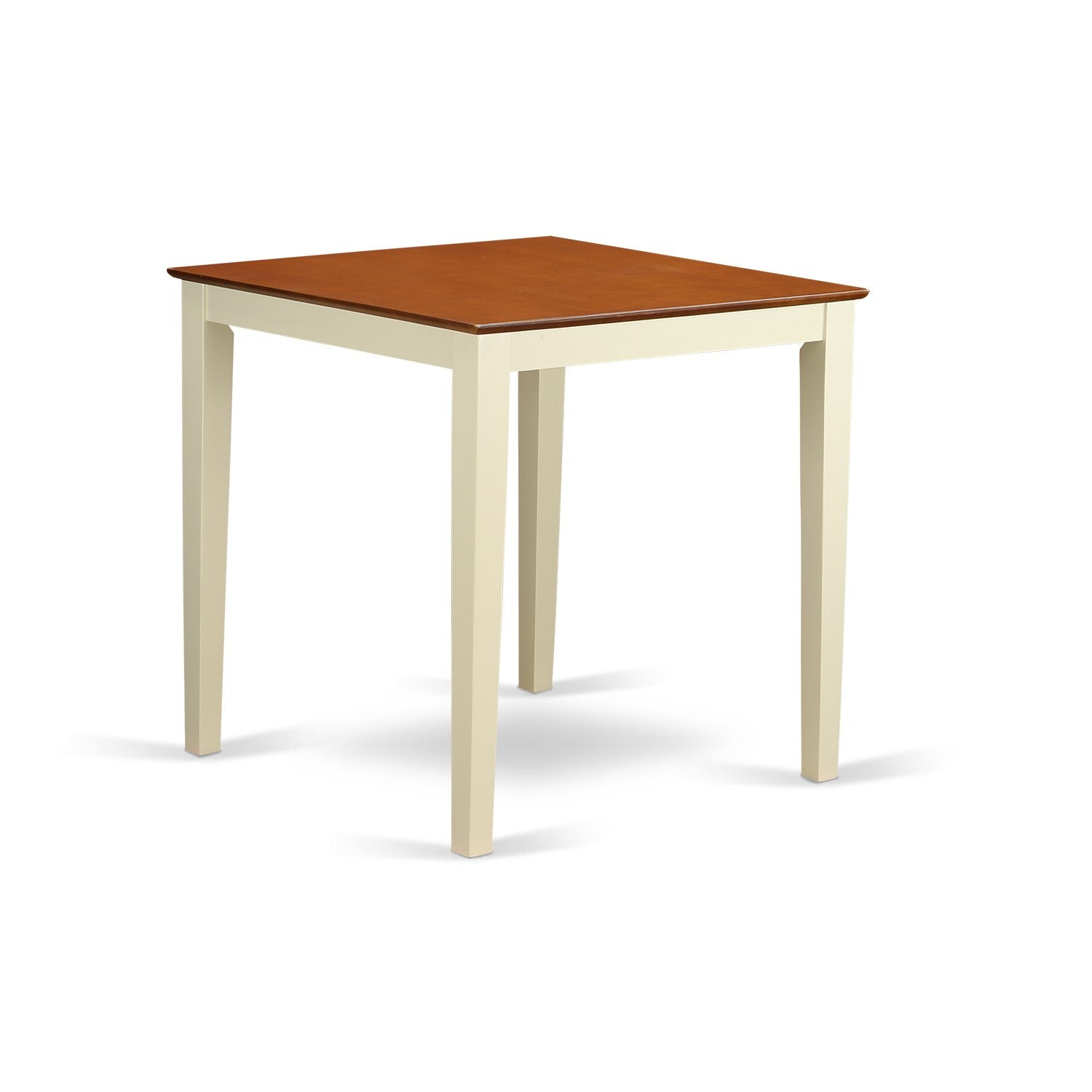 East West Furniture VERN3-WHI-W Vernon 3 Piece Counter Height Pub Set for Small Spaces Contains a Square Dinette Table and 2 Dining Room Chairs, 36x36 Inch