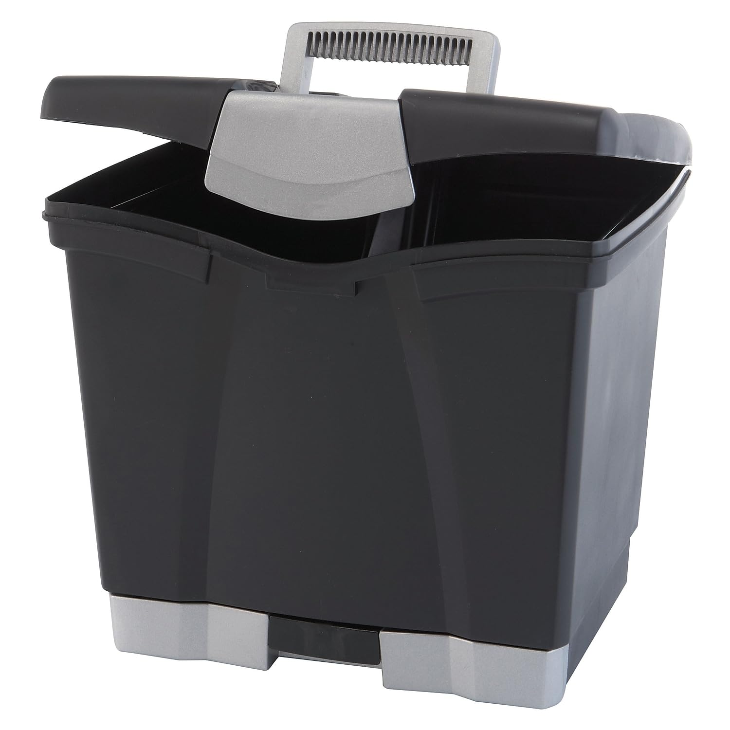 Storex 61523U01C Portable File Storage Box W/Drawer Letter Latch Black