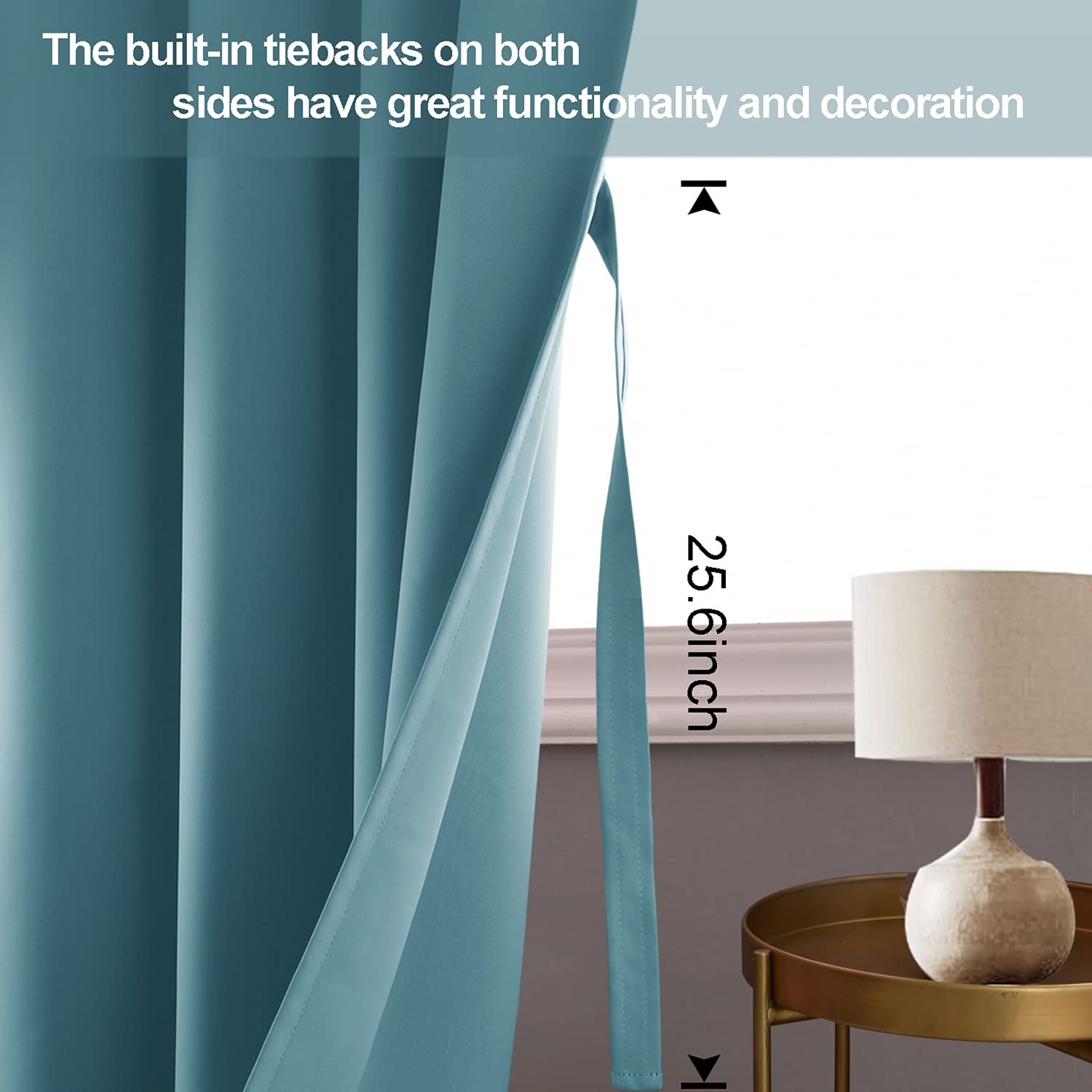 Jiuzhen Turquoise Blackout Curtains With Tiebacks Thermal Insulated, Light Blocking And Noise Reducing Grommet Curtains For Bedroom And Living Room, Set Of 2 Window Curtain Panels, 60 X 84 Inch Length