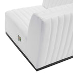Modway Conjure Modern Channel Tufted Fabric Left Corner Chair In White