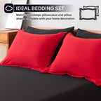Cosybay Bed In A Bag Full Reversible Comforter Sets 7Pcs All Season Down Alternative Bedding Sets Red And Black With Comforter,
