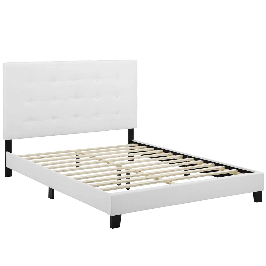 Modway Melanie Tufted Fabric Upholstered Queen Platform Bed In White