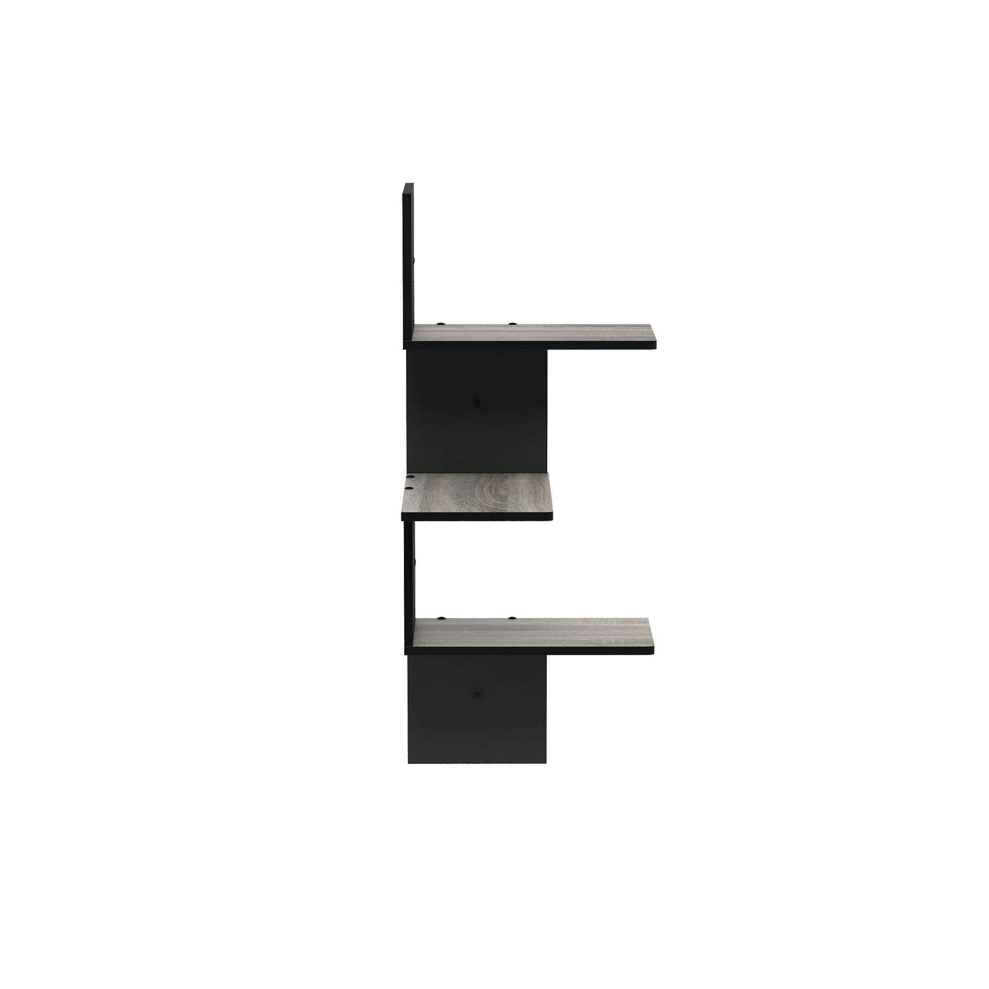 Furinno Rossi Wall Mounted Shelves 3-Tier Rectangle French Oak Grey/Black