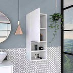 Medicine 32H Single Door Cabinet, 2 Interior Shelves, 2 External Shelves, White