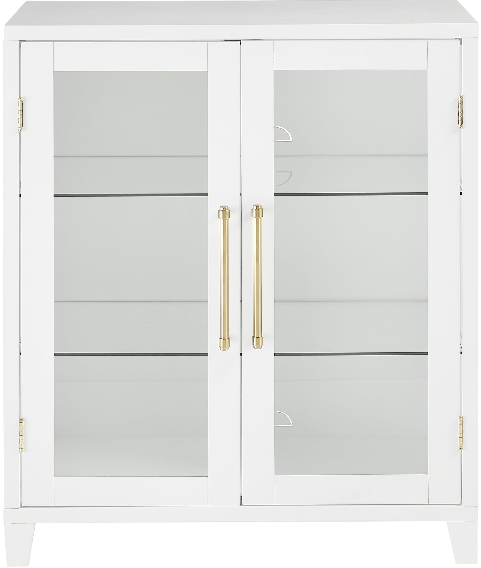 Crosley Furniture Roarke Stackable Glass Door Kitchen Pantry Storage Cabinet, Accent Cabinets for Entryway, White