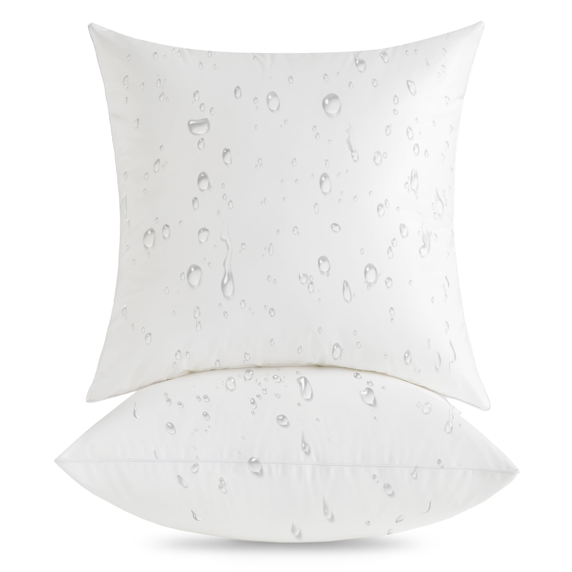 Oubonun 20X20 Outdoor Pillow Inserts (Pack Of 2) - Square Waterproof Throw Pillow - Decorative Throw Pillows Insert For Couch Sofa Bed Patio Furniture - White Pillows
