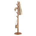 VASAGLE Solid Wood Coat Rack, Free Standing Hall Coat Tree with 8 Hooks, 3 Height Options, for Coats, Hats, Bags, Purses, for En