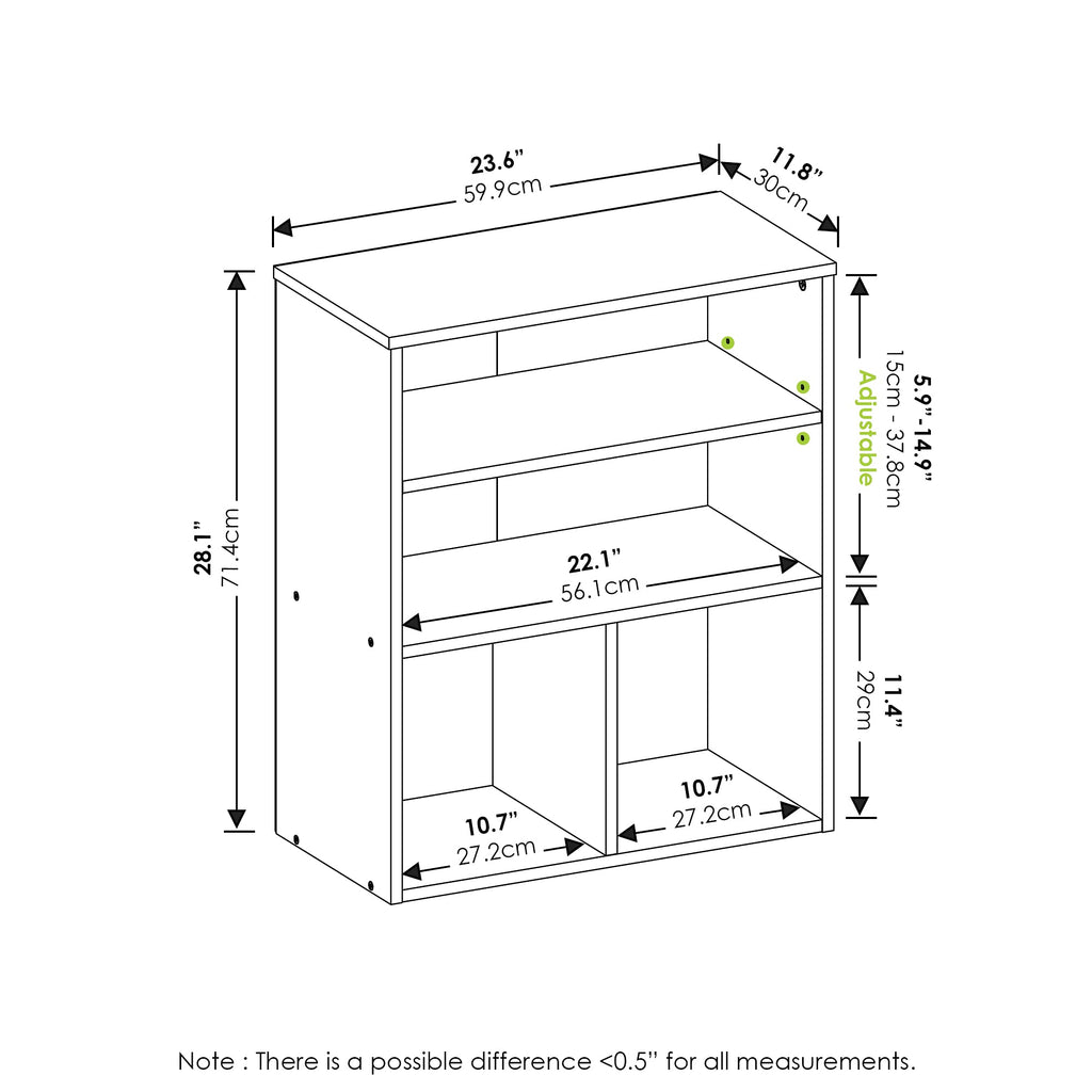 Furinno Pasir 3 Tier Display Bookcase White Engineered Wood 20122WH