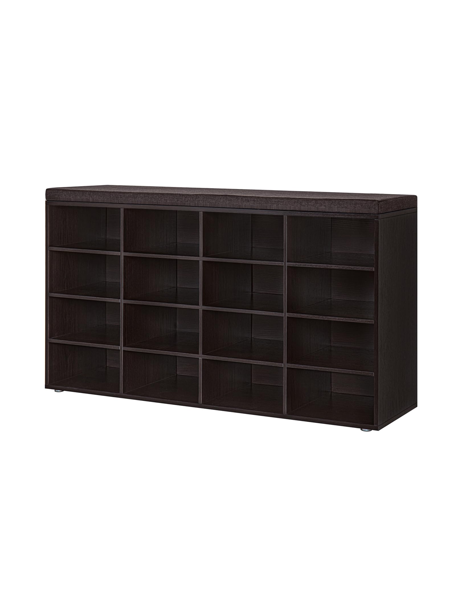Dinzi Lvj Shoe Storage Bench With Cushion, 16-Cubby Shoe Rack, Adjustable Shelves, Multifunctional Shoe Organizer Bench For Entryway, Mudroom, Hallway, Living Room, Bedroom And Garage, Espresso