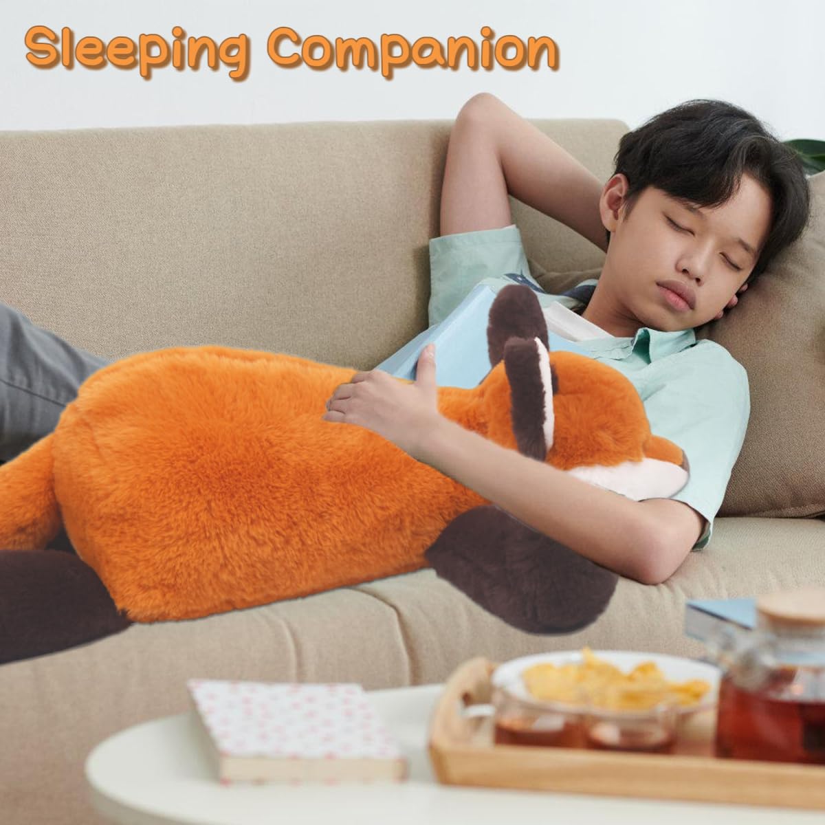 Arelux Soft Red Fox Stuffed Animals:18In Fox Plush Cute Cuddly Body Pillow Hug Sleeping Fluffy Wild Animal Toys Bed Decor Plushi