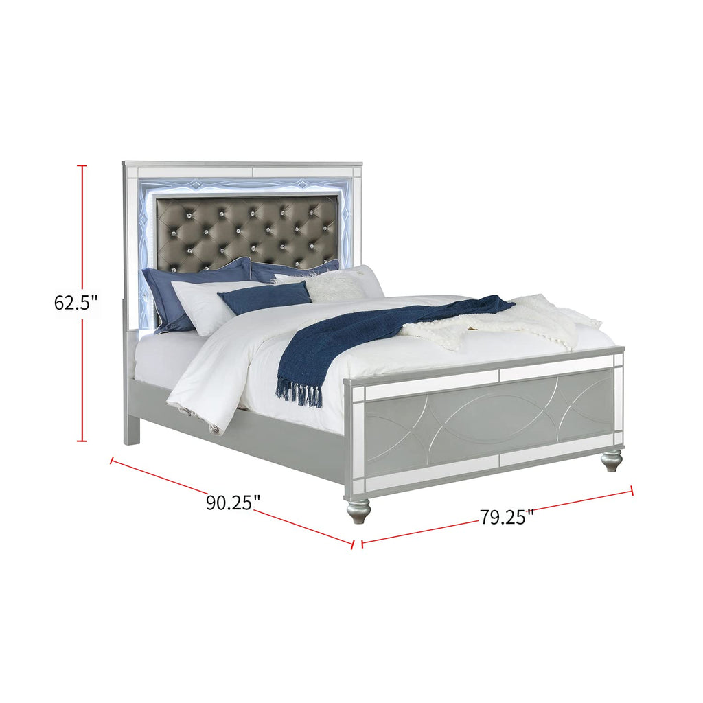 Coaster Gunnison California King Bed 4-Piece Set, Silver Metallic