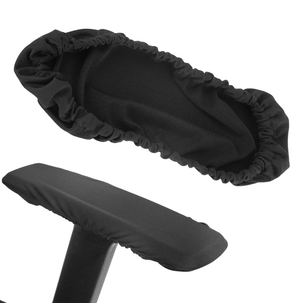 Lazmin 1 Pair Chair Arm Pad Covers, Removable Elastic Washable Office Chair Armrests Protector Cushion Cover(Black)