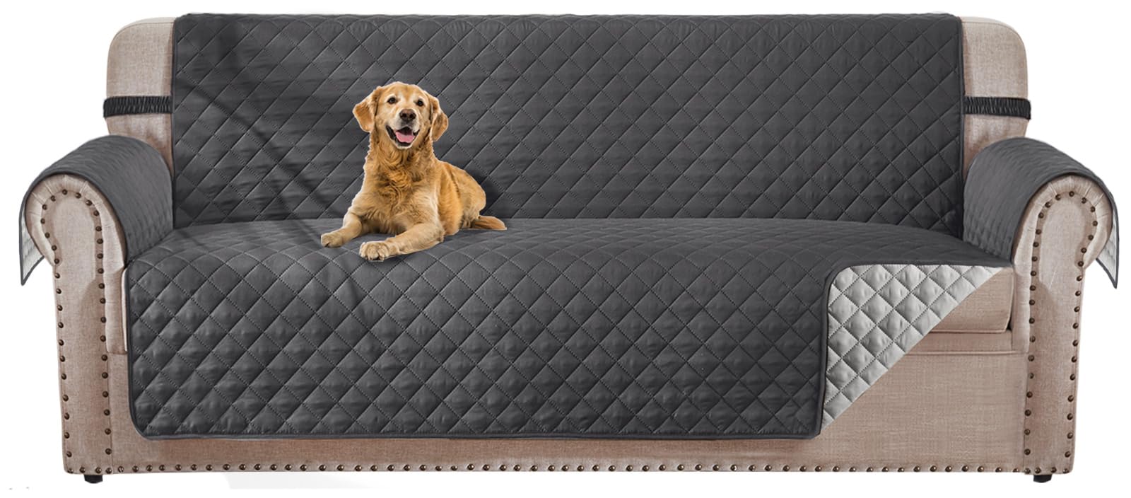 Homerilla 4 Seater Sofa Slipcover Reversible Couch Cover Dog Couch Cover Protector With Elastic Straps Enduring Sofa Covers For