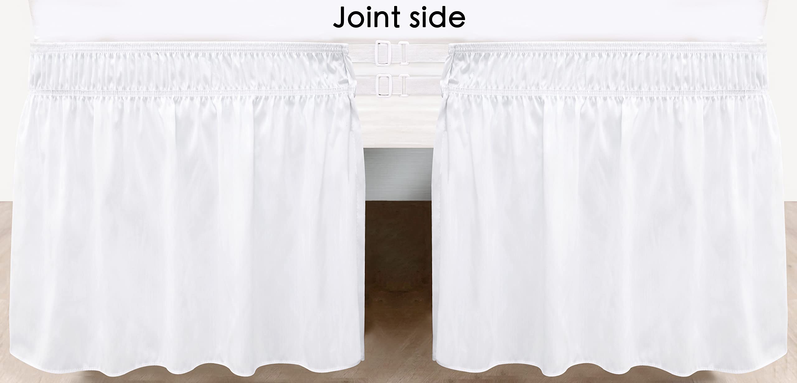 Biscaynebay Wrap Around Bed Skirts With Split Corners For King Beds 14' Drop, White Elastic Dust Ruffles Easy Fit Wrinkle & Fade Resistant Silky Luxurious Fabric Solid Machine Washable
