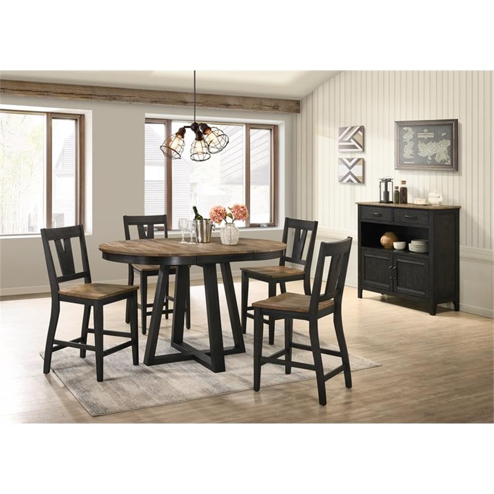 Harper Counter Stool with Splat Back and 4 Legs, Brushed Brown & Pecan, Set of 2