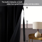 Jiuzhen Black Blackout Curtains With Tiebacks - Thermal Insulated, Light Blocking And Noise Reducing Grommet Curtain Drapes For Bedroom And Living Room, Set Of 2 Panels, 42 X 54 Inch Length