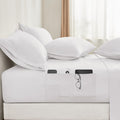 Bysure 6 Pieces Bed Sheets Set With Pockets On Side(Full, White), Sweat-Wicking Breathable Sheets, 16-Inch Super Soft Hotel Embr
