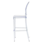 Commercial Seating Products Clear Polycarbonate Kage Barstool with Back - Modern Clear Design for Home and Commercial Use