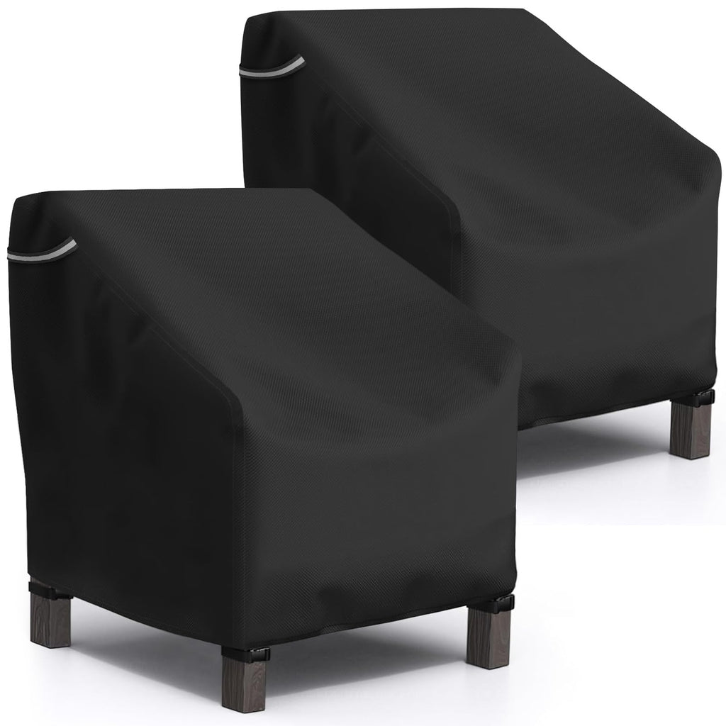 Startwo Patio Chair Covers 2 Pack Outdoor Furniture Covers Waterproof Fit For 32' Lx 37' W X 36' H, Lounge Deep Seat Cover, Heavy Duty Chair Covers For Lawn Furnitures, Black