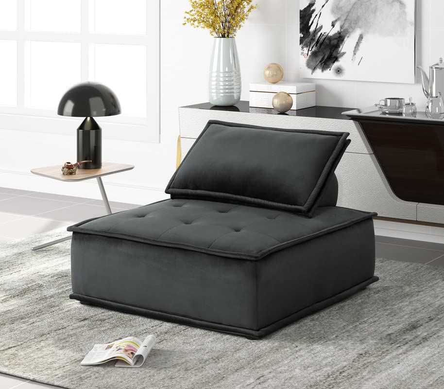 Lilola Home Anna Black Velvet Set of 2 Armless Lounge Chair